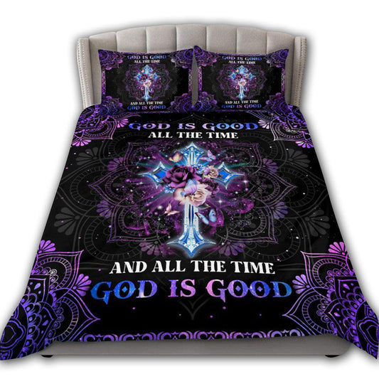 God Is Good All The Time Christian Purple Bedding Cover For Faith Bedroom Decor