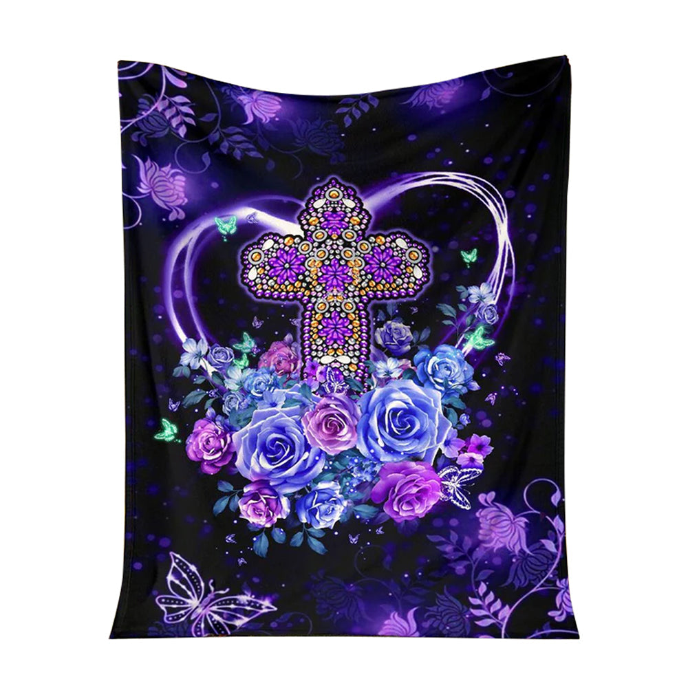 God Love God Christian Rose 50 x 60 Inch Flannel Blanket For Cozy Bedroom And Sofa Decor