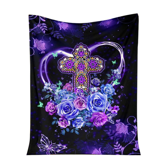 God Love God Christian Rose 50 x 60 Inch Flannel Blanket For Cozy Bedroom And Sofa Decor