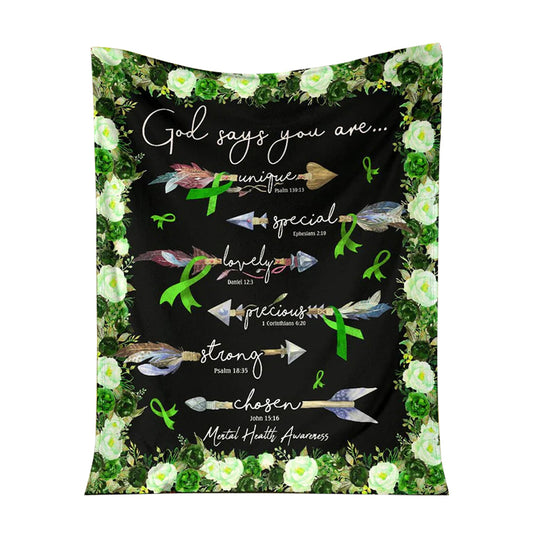 God Says You Are Mental Health Awareness 50 x 60 Inch Flannel Blanket For Cozy Bedroom And Sofa Decor