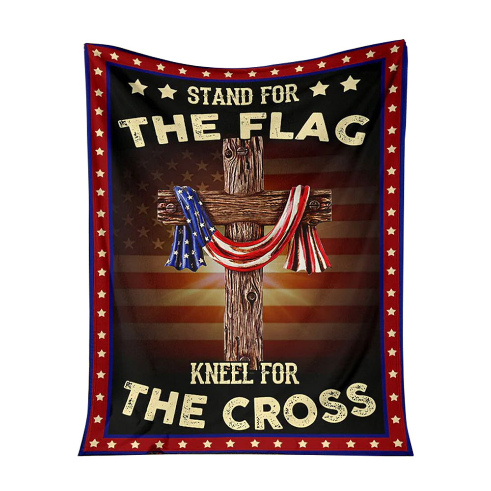 God Stand For The Flag American Flag Christian 50 x 60 Inch Flannel Blanket For Cozy Bedroom And Sofa Decor