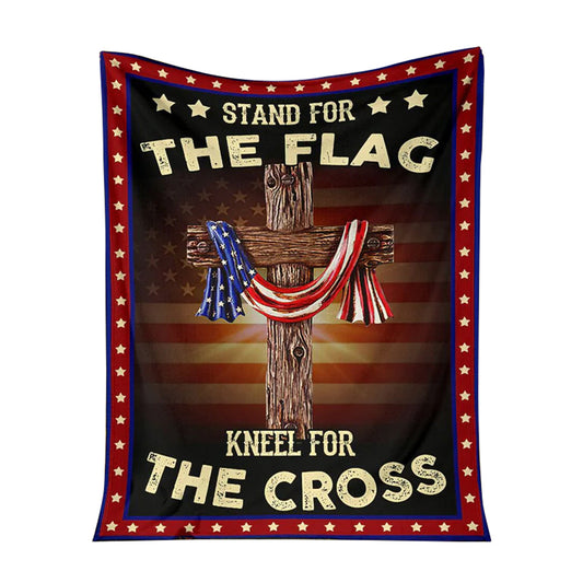 God Stand For The Flag American Flag Christian 50 x 60 Inch Flannel Blanket For Cozy Bedroom And Sofa Decor