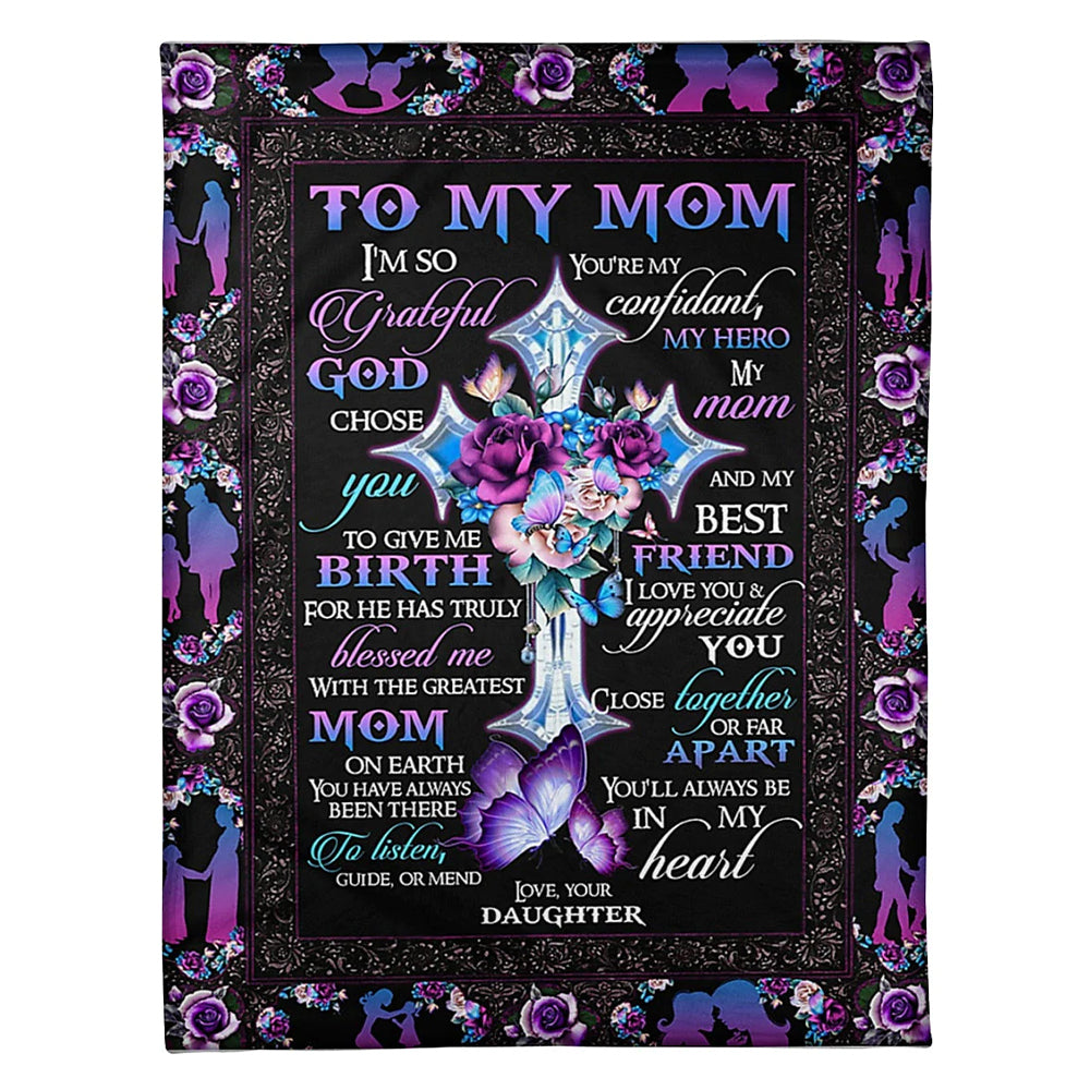 God To My Mom I Love You And Appreciate You 50 x 60 Inch Flannel Blanket For Cozy Bedroom And Sofa Decor