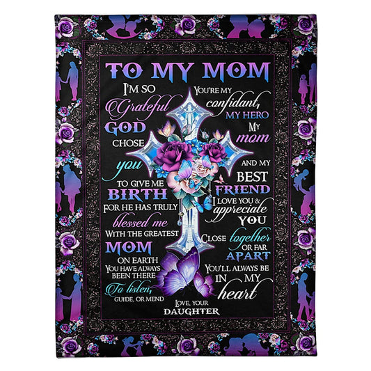 God To My Mom I Love You And Appreciate You 50 x 60 Inch Flannel Blanket For Cozy Bedroom And Sofa Decor