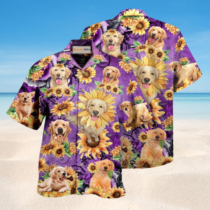 Golden Retriever Be A Sunflower Edition – Hawaiian Shirt