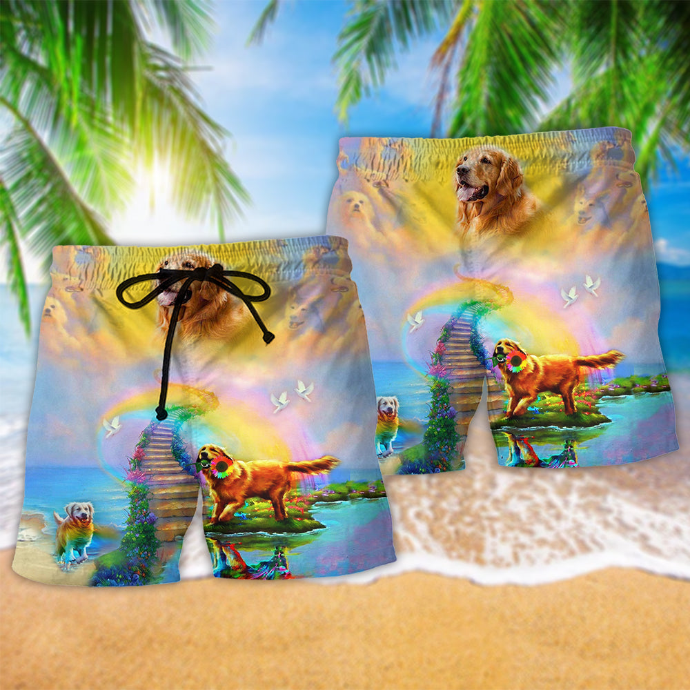 Golden Retriever Rainbow Hope Art – Beach Short