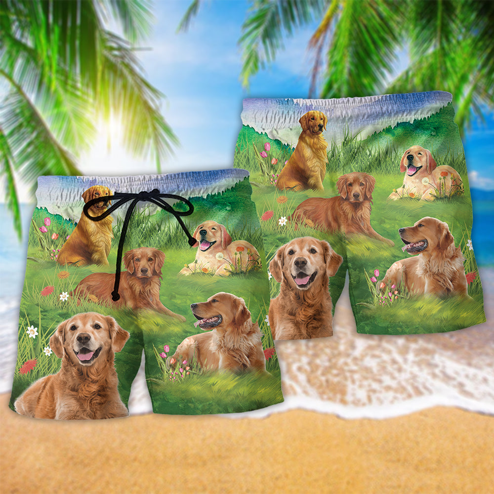 Golden Retriever Playful Dogs - Beach Short