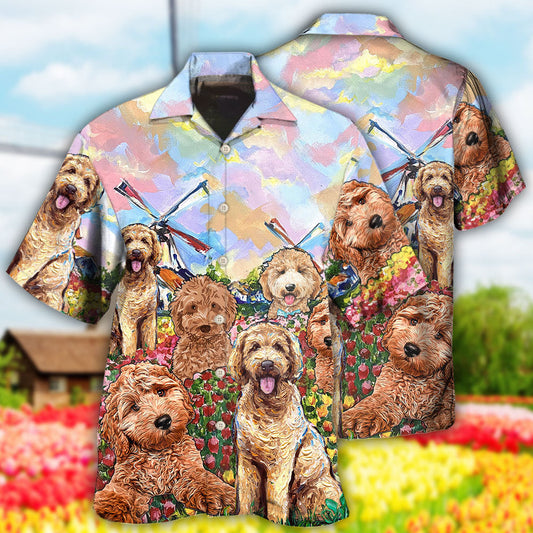 Goldendoodle Dog With Flowers Style – Hawaiian Shirt