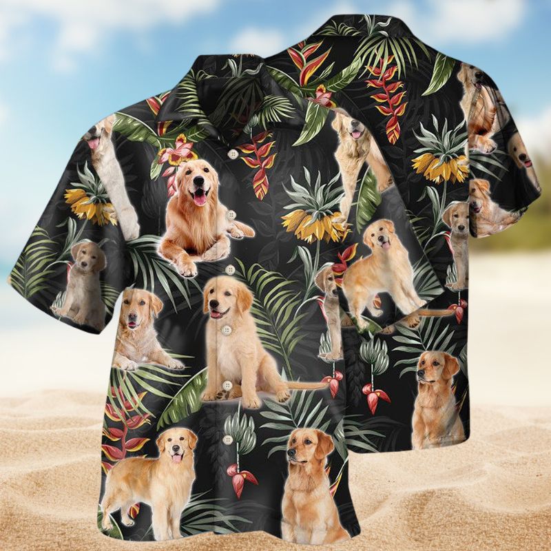 Golden Retriever Floral Style – Hawaiian Shirt