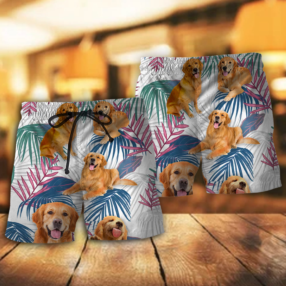 Golden Retriever Tropical Leaf Lover – Beach Short