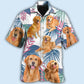 Golden Retriever Tropical Leaf Style – Hawaiian Shirt
