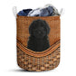 Goldendoodle Black Dog Rattan Teaxture - Laundry Basket - Owls Matrix LTD