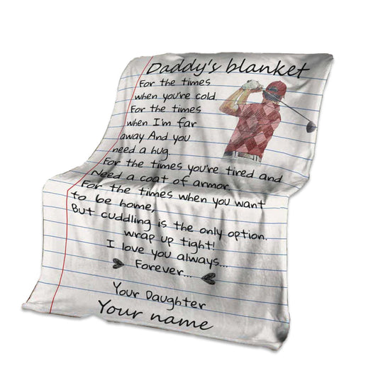 Golf Daddy I Love You Personalized 50 x 60 Inch Flannel Blanket For Cozy Bedroom And Sofa Decor