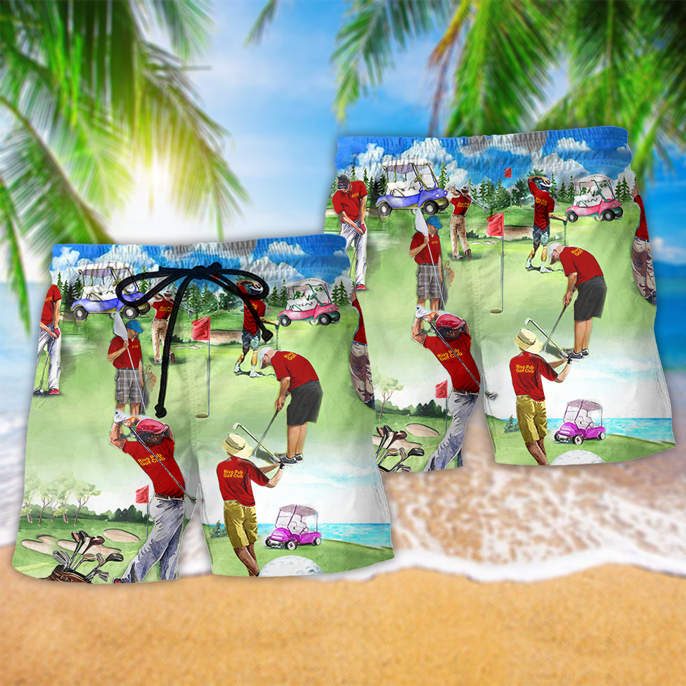 Golf Player Blue Sky Art - Beach Short