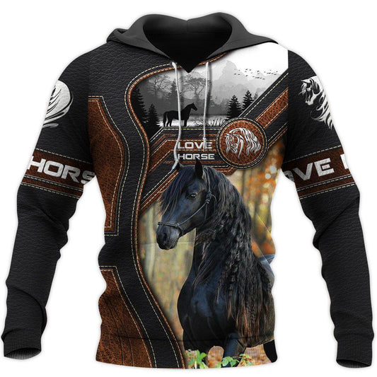 Friesian Love Horse All Over Print Art – 3D Hoodie