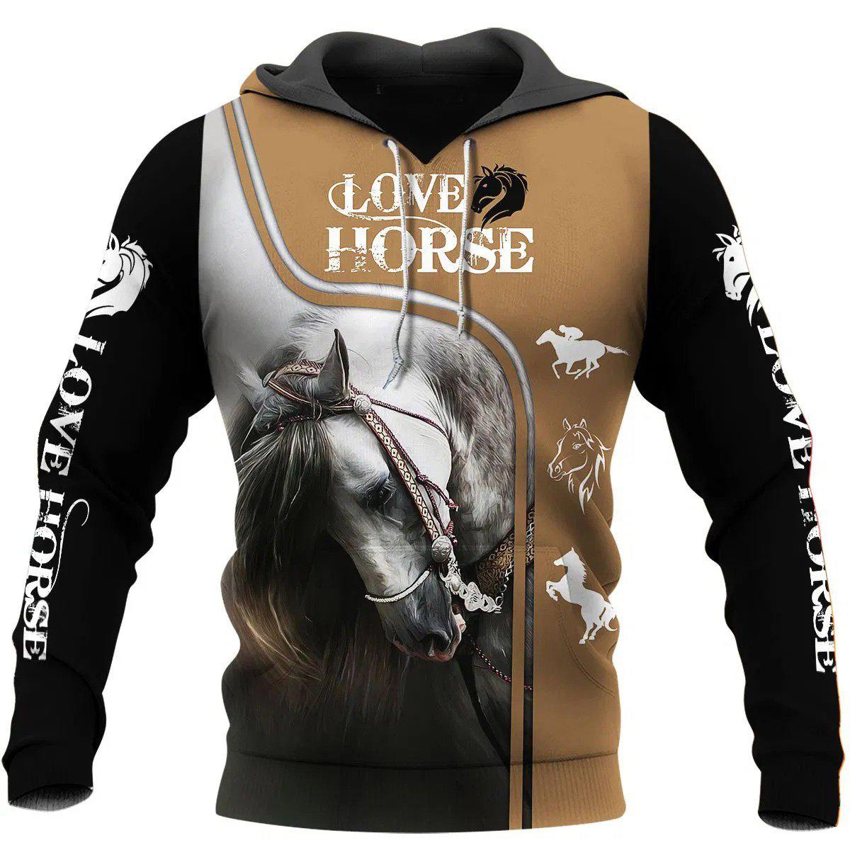 Love Horse All Over Print Art – 3D Hoodie