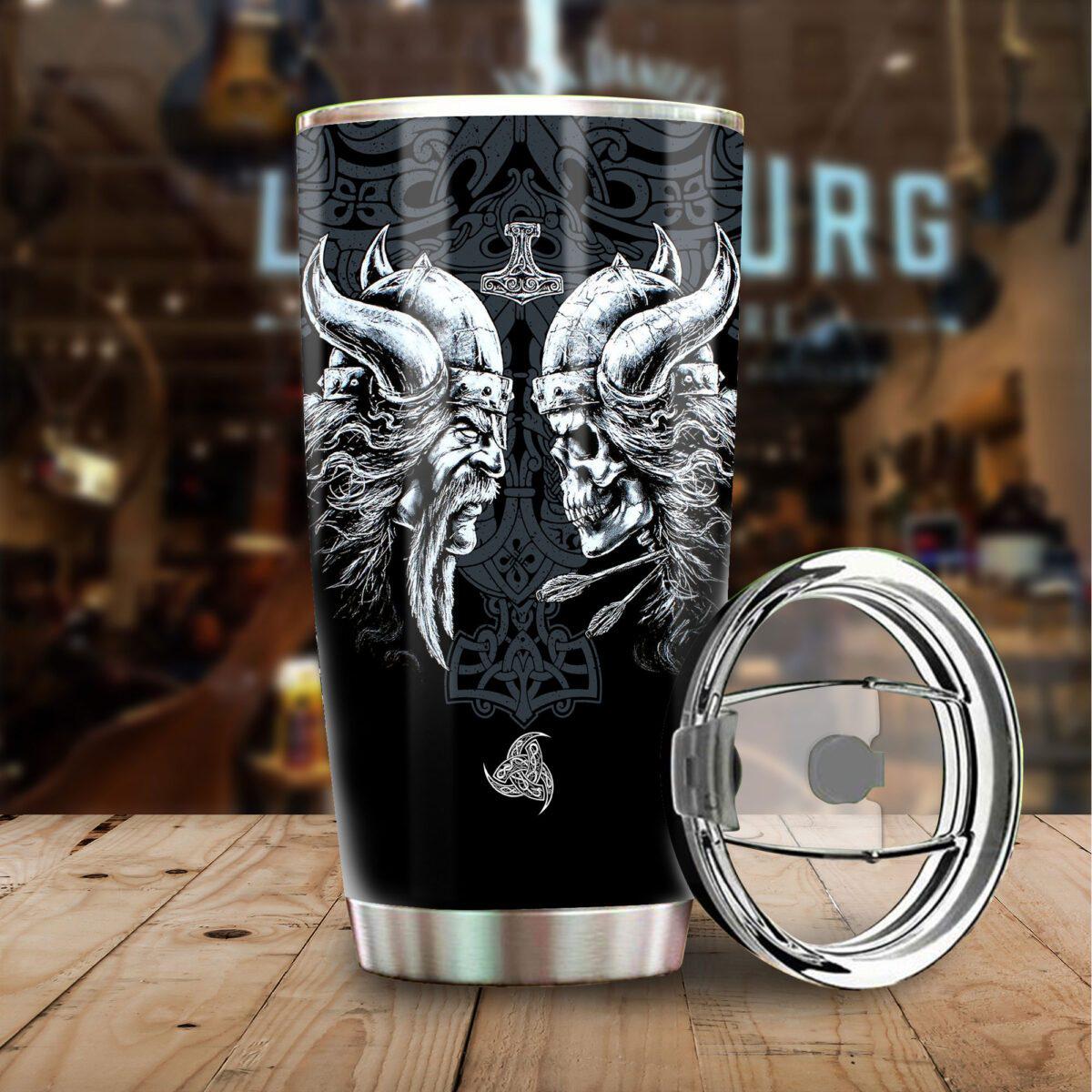 Viking Man Skull 20 Oz Tumbler For Hot Cold Drinks And Travel