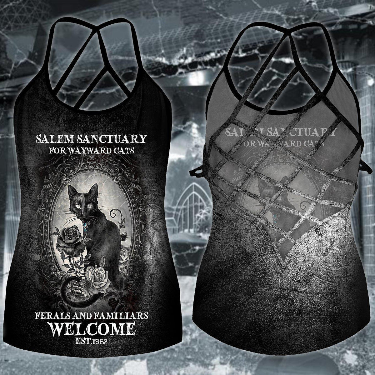 Gothic Skull Cat Club Style Limited Edition 4 – Hollow Tank Top