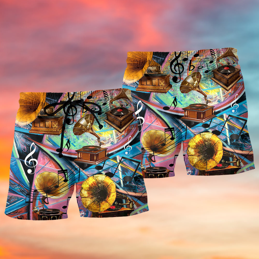 Gramophone Record Style - Beach Short - Owls Matrix LTD
