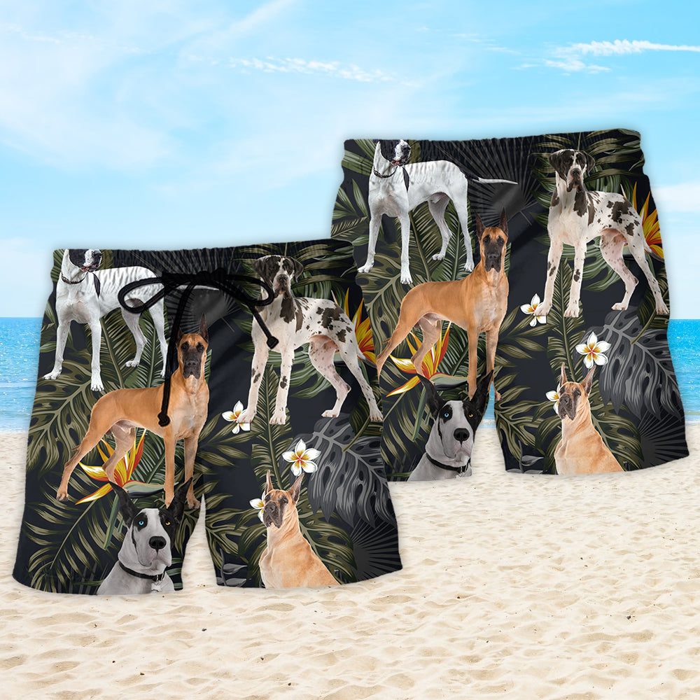 Great Dane Tropical Floral Leaf – Beach Short
