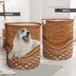 Great pyrenees dog rattan teaxture - Laundry basket-Owls Matrix