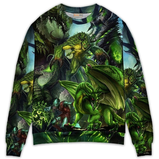 Green Dragon Skull Fantasy Art – Sweater - Ugly Christmas Sweater