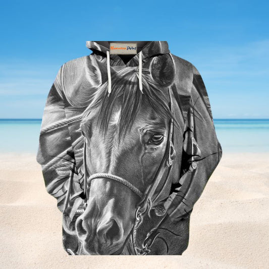 Grey Horse Style Art – 3D Hoodie
