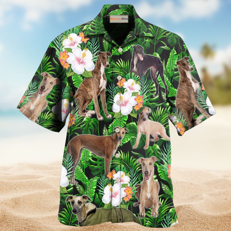 Greyhound Tropical Leaf Lover Pattern – Hawaiian Shirt
