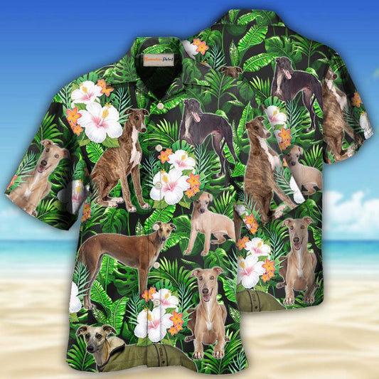 Greyhound Tropical Leaf Lover Pattern – Hawaiian Shirt