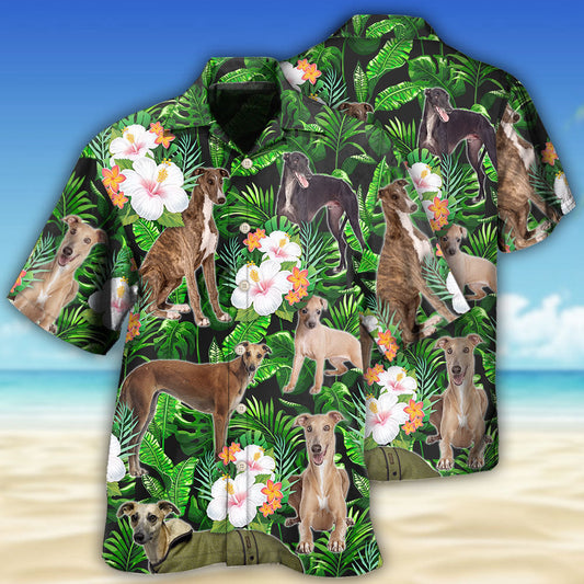 Greyhound Tropical Leaf Lover With Lovely Flowers - Hawaiian Shirt
