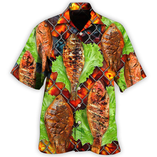 Grilled Fish BBQ Food Art – Hawaiian Shirt