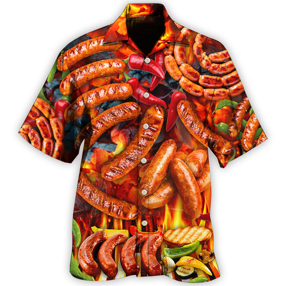BBQ Grilled Sausage Food Art – Hawaiian Shirt