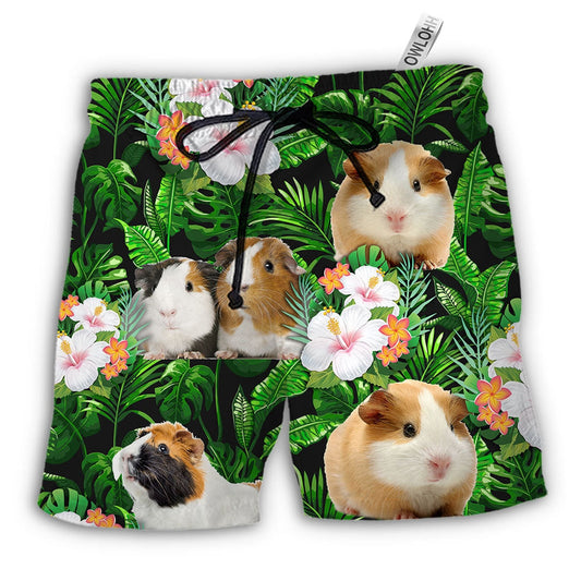 Beach Short / Adults / S Guinea Pig Green Tropical Leaf - Beach Short - Owls Matrix LTD