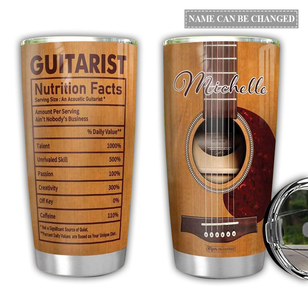 Guitar Acoustic Nutrition Facts Personalized 20 Oz Tumbler