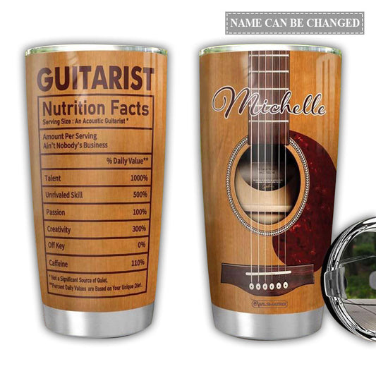 Guitar Acoustic Nutrition Facts Personalized 20 Oz Tumbler