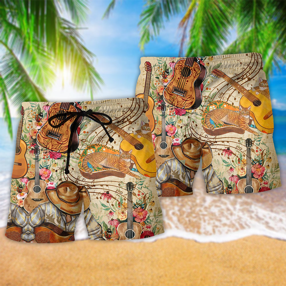 Guitar Music Floral Life - Beach Short