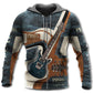 Metal Guitar Wood Blue Style - 3D Hoodie