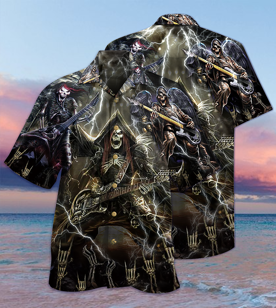 Guitar Music Dark Style Vintage Design - Hawaiian Shirt
