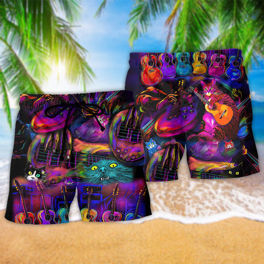Guitar Music Cats And Rock Humor Art – Beach Short