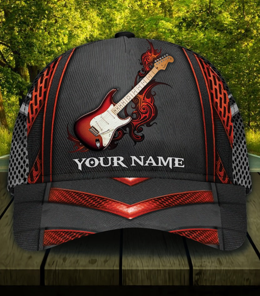 Guitar Red Black Personalized – Classic Cap