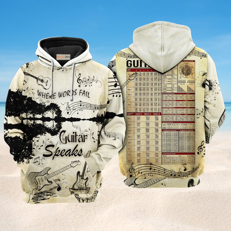 Guitar Speaks Love Art – 3D Hoodie