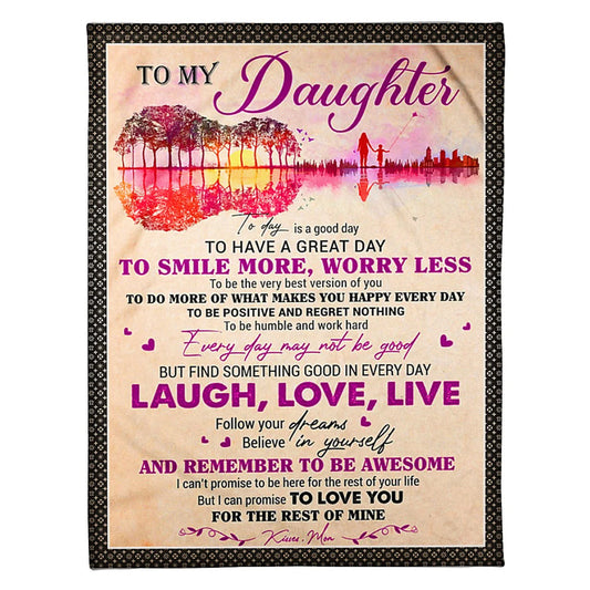 Guitar Today Is A Good Day Mom To Daughter 50 x 60 Inch Flannel Blanket For Cozy Bedroom And Sofa Decor