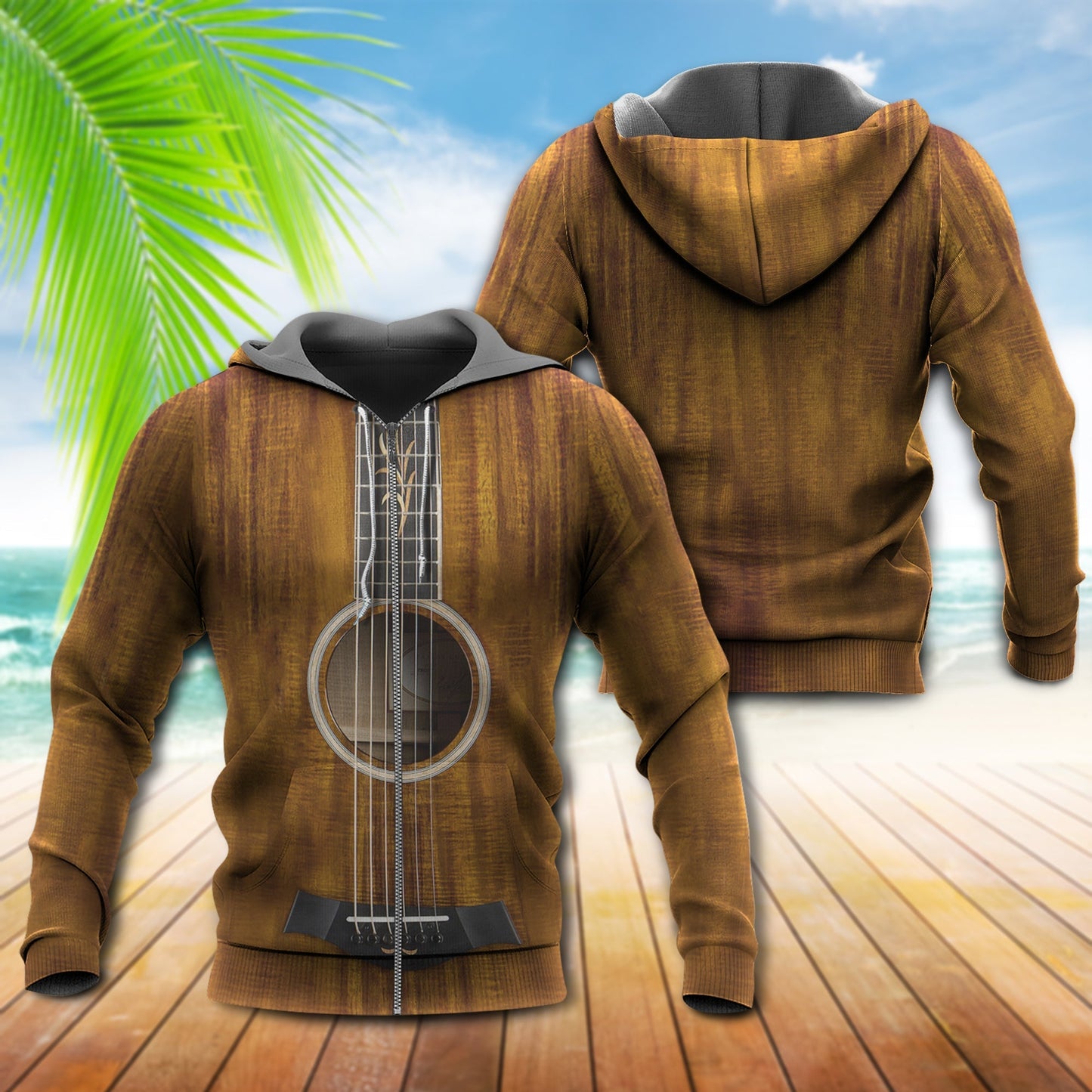 Guitar Vintage Happy Vibe - 3D Hoodie