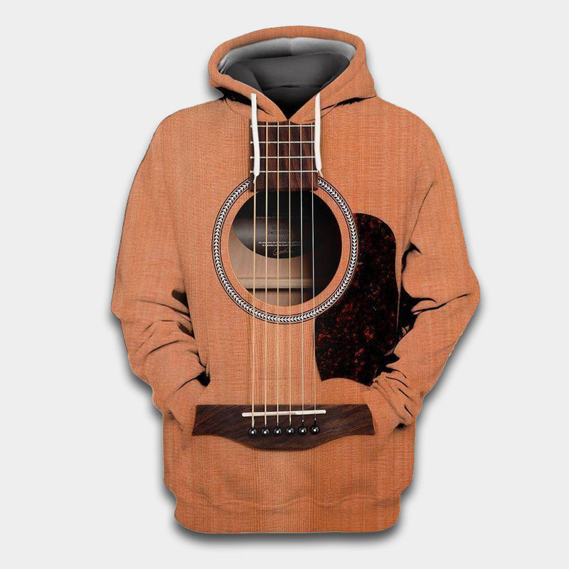 Guitar Wood Vintage Art – 3D Hoodie
