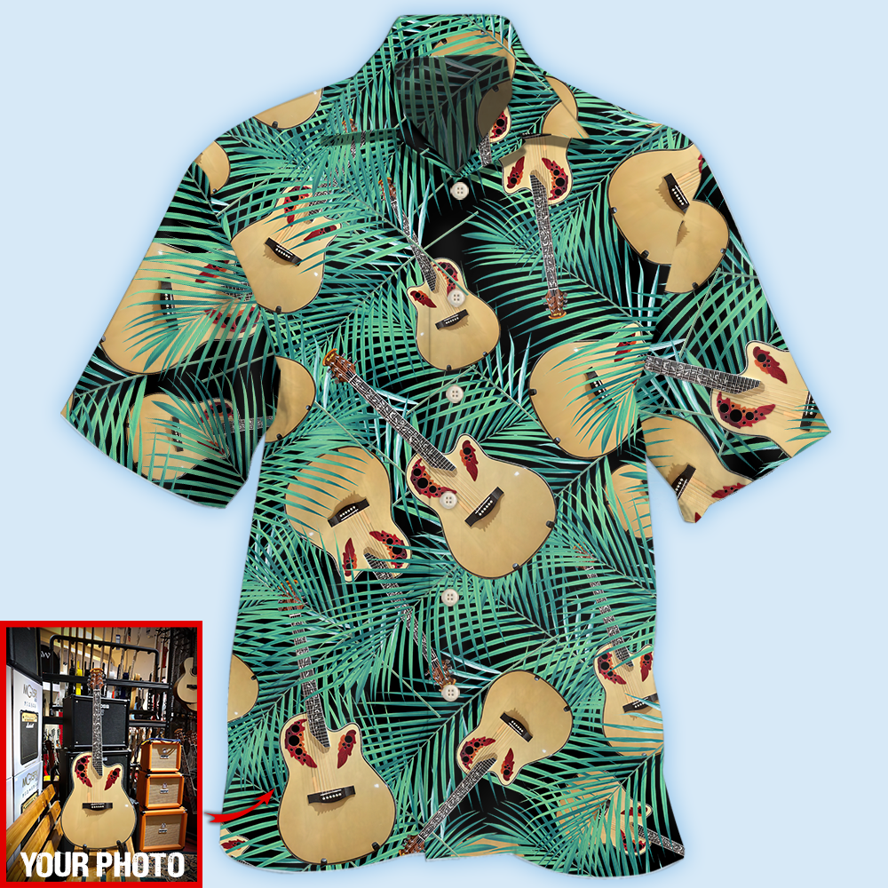 Guitar Tropical Leaf Photo Style – Hawaiian Shirt