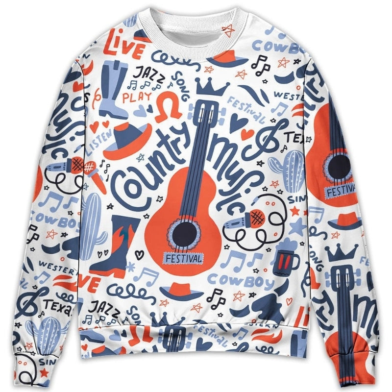 Guitar Country Music Festival Style – Sweater - Ugly Christmas Sweater