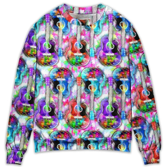 Guitar Mix Color Artistic Style – Sweater - Ugly Christmas Sweater