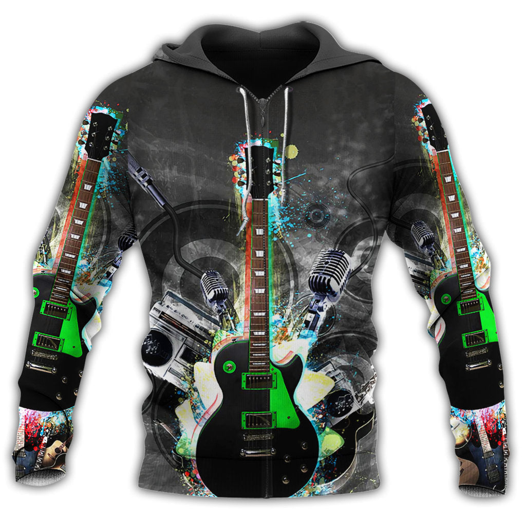 Guitar Mysterious Black Style - 3D Hoodie