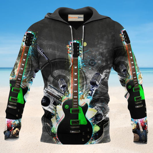 Guitar Mysterious Black Style - 3D Hoodie