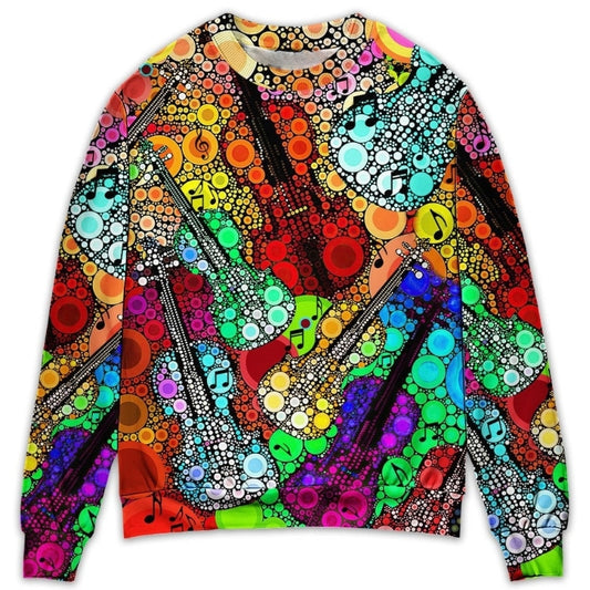 Guitar Scroll Bubble Colorful Art – Sweater - Ugly Christmas Sweater